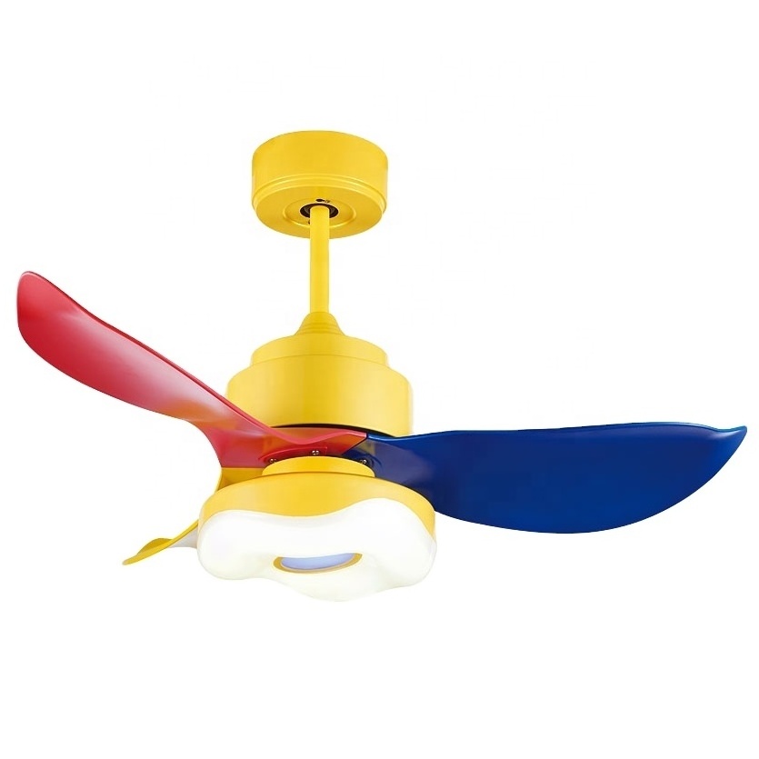 Excellent quality children room chandeliers 36'' inch small size colorful low noise ceiling fan with light