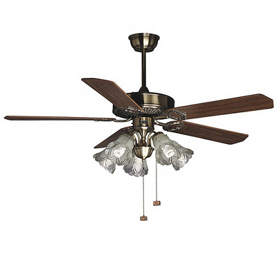 Classic retro fandelier plywood blades bulbs chandelier fan ceiling fan light antique brass ceiling fan with 5 light