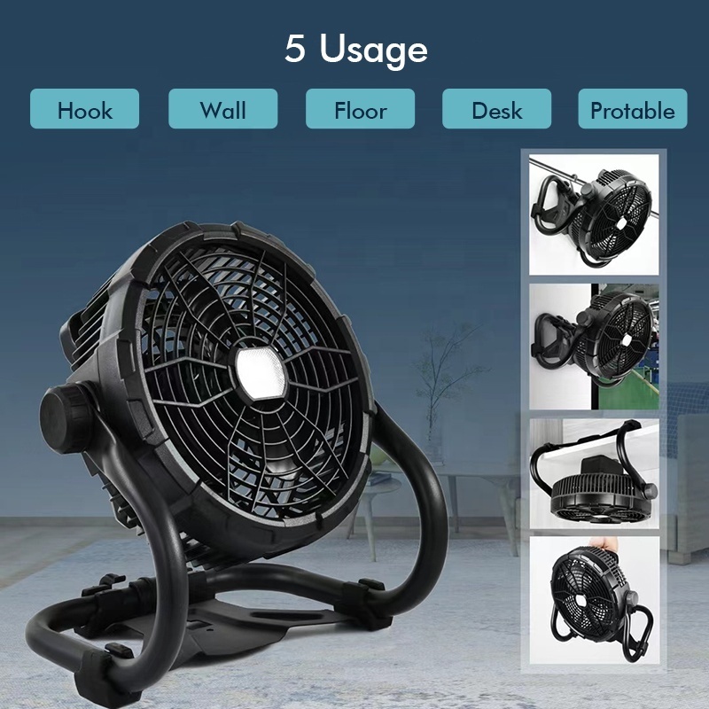 outdoor 12V DC portable LED USB floor solar fan power camping outside rechargeable fan wall hanging floor movable fan with light