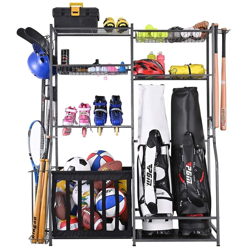 Golf Bag Storage Garage Organizer Basketball and Football Accessories Organization Equipment Storage Rack Baseball Bases Shelf