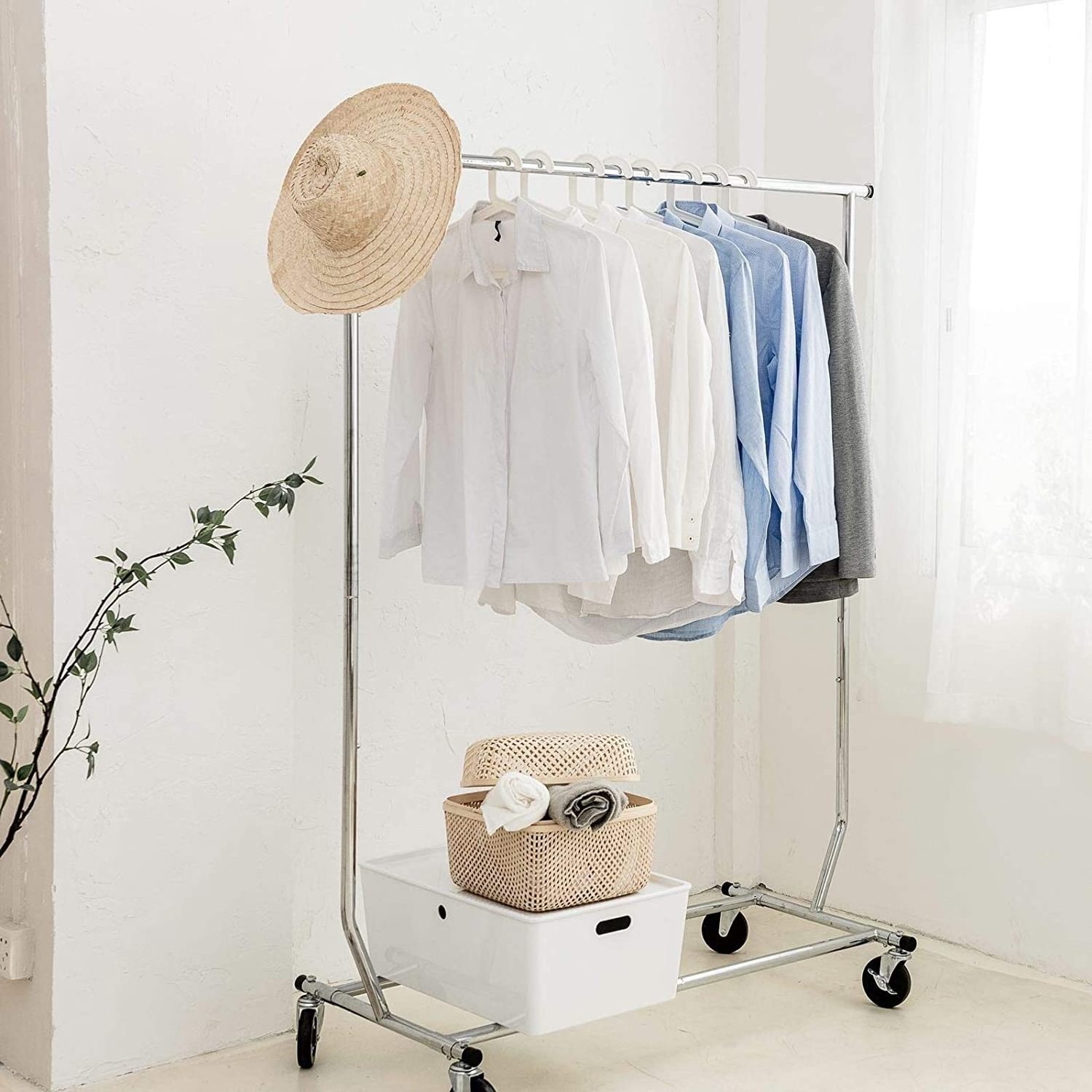 heavy duty expandable clothes rack adjustable rolling garment rack with wheels