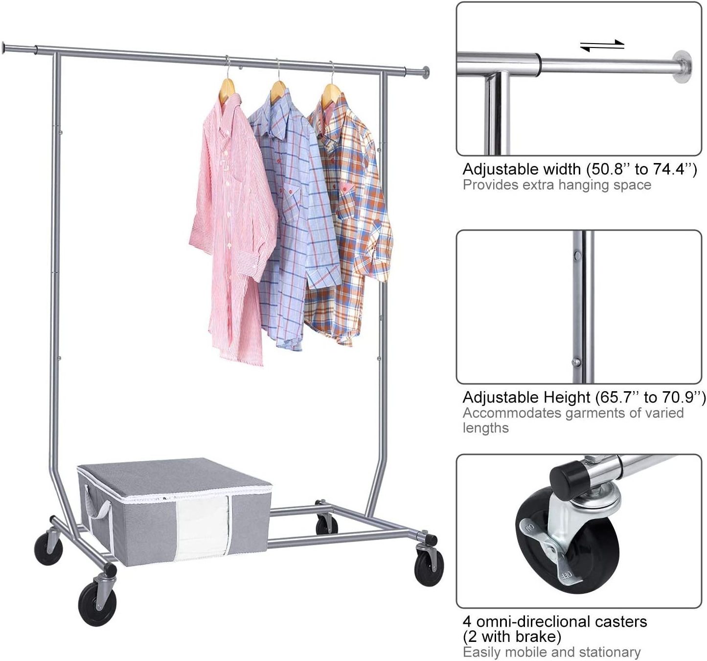 heavy duty expandable clothes rack adjustable rolling garment rack with wheels