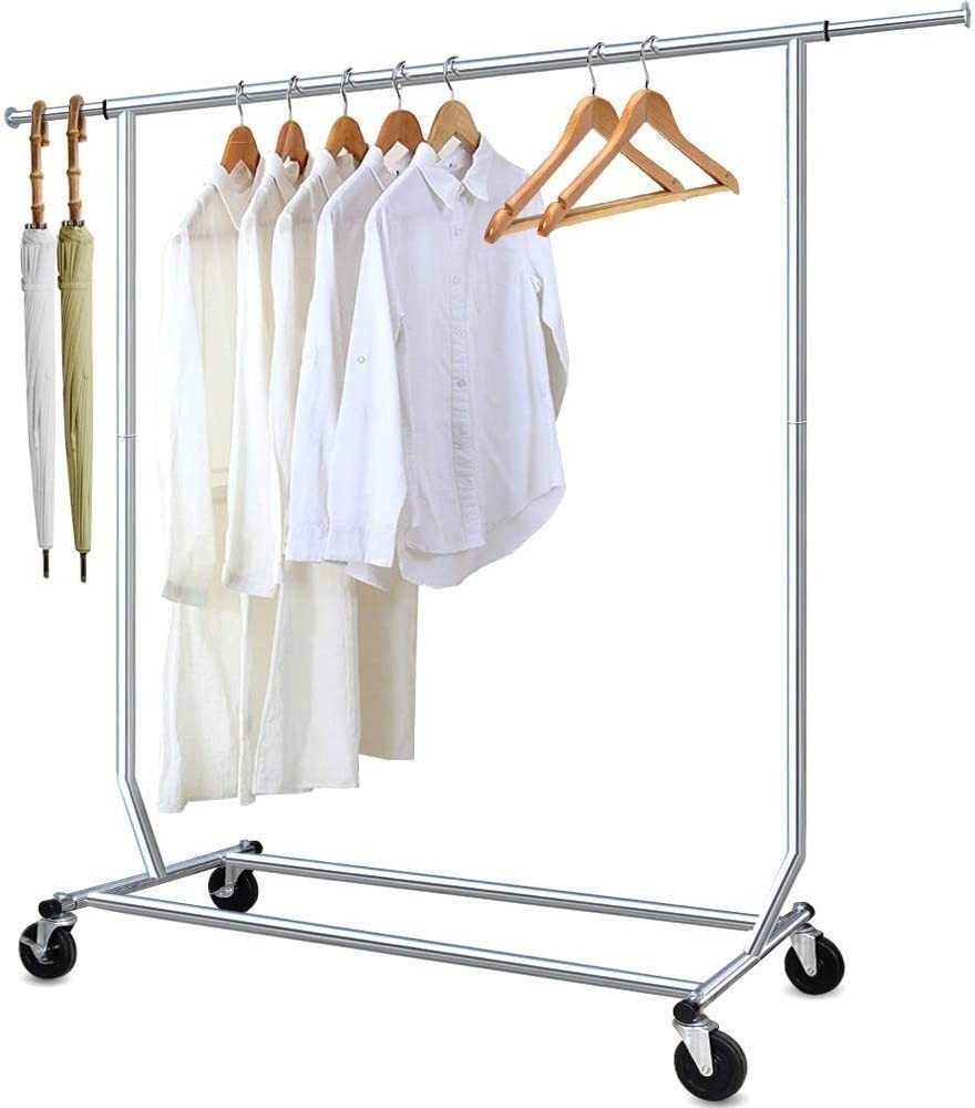 heavy duty expandable clothes rack adjustable rolling garment rack with wheels