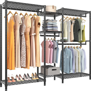 DIY heavy duty wire garment rack with shelves industrial pipe clothing rack garment rack