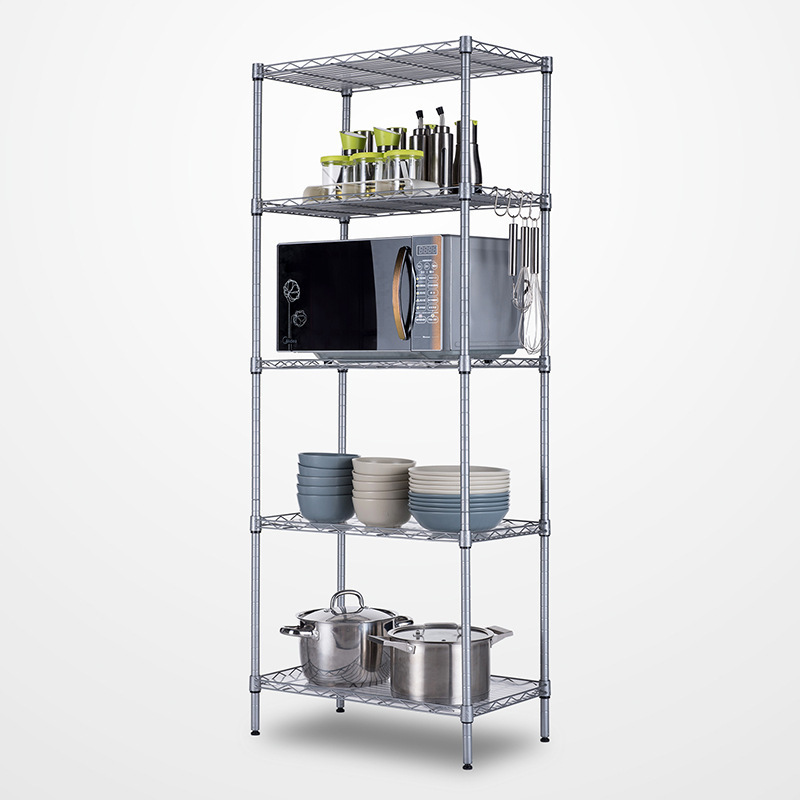 heavy duty adjustable wire shelf with adjustable feet or wheels multi-functional multi-layers storage rack 5 tiers storage shelf