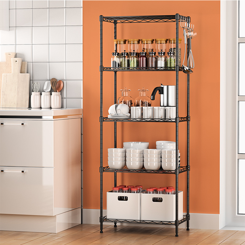 heavy duty adjustable wire shelf with adjustable feet or wheels multi-functional multi-layers storage rack 5 tiers storage shelf