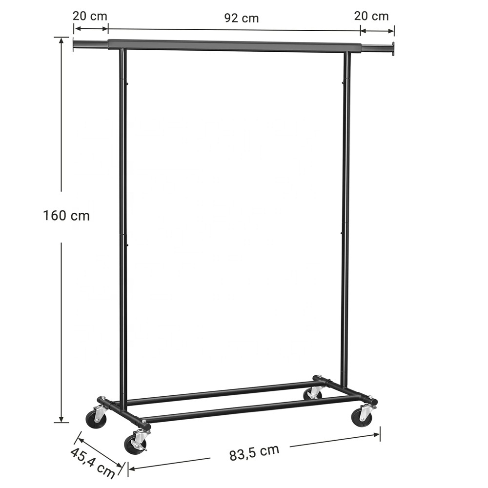 Rod Clothing Garment Rack Rolling Clothes Organizer on Wheels for Hanging Clothes Clothing Rack for Hanging Clothes Commercia