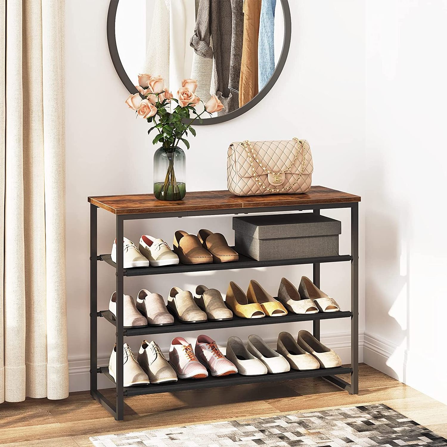 simply shoes rack for entryway 4- tiers shoe storage organizer with 3- tiers oxford fabric shelves shoe rack bench