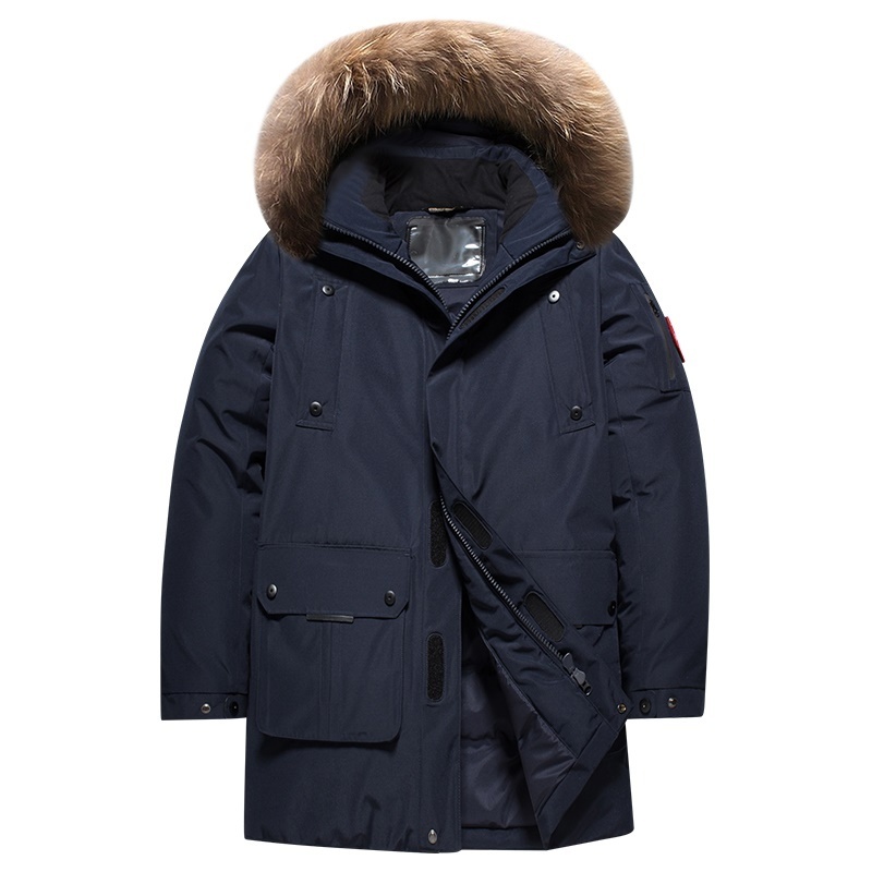 Super Warm Men's  Real Fur Down Winter Jacket Mountain Lined Fur Hooded Long Anorak Parka Padded Coat L-5XL