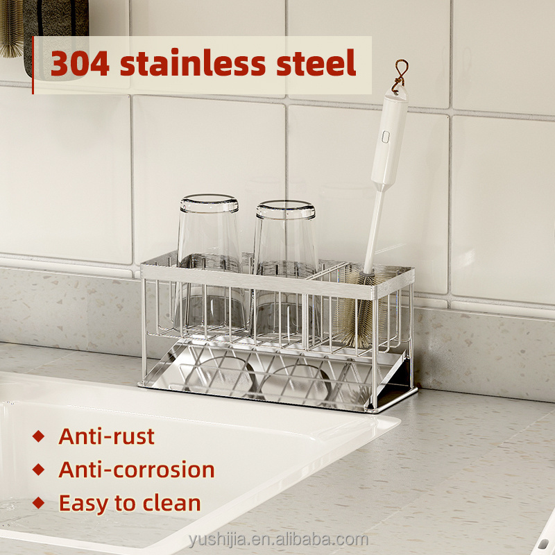 Wholesale Stainless steel drain accessories minimalist kitchen sponge rack sink tidy 304 holder