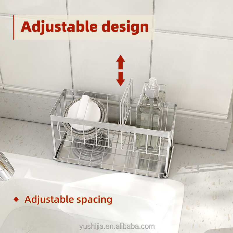 Wholesale Stainless steel drain accessories minimalist kitchen sponge rack sink tidy 304 holder