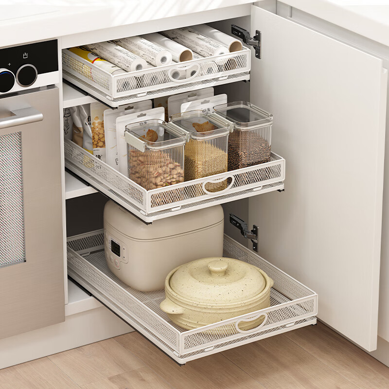 55cm Slide Out Cabinet Drawer Pull Out Wire Basket Cabinet Organizer Heavy Duty Anti Rust Slide Drawers for Kitchen Cab