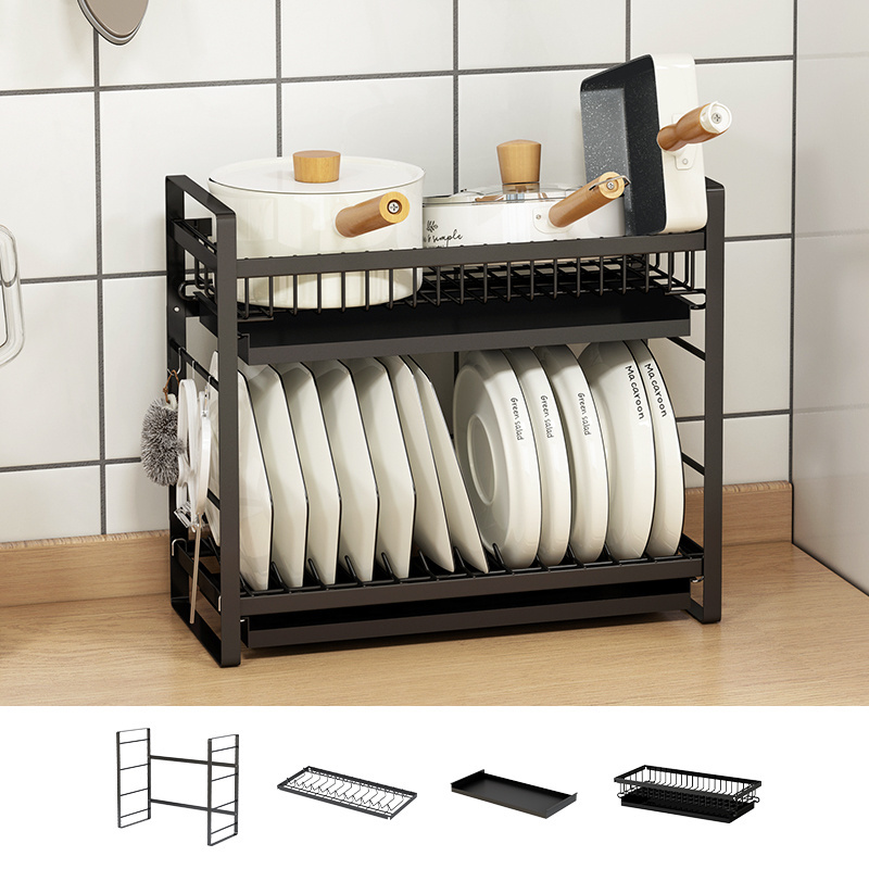 Triangle structure metal kitchen organizer over the sink dish drying rack