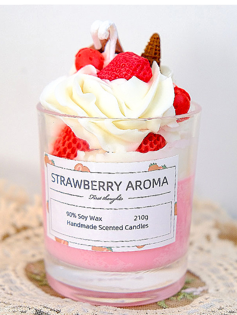 New Arrival Diy Soy Wax Ice Cream Candle With Glass Cute Food Candle For Gift Ice Cream Cone Dessert Candles