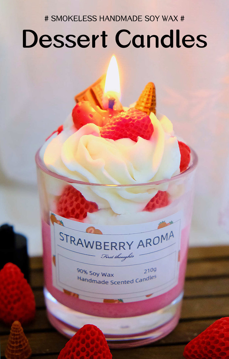 New Arrival Diy Soy Wax Ice Cream Candle With Glass Cute Food Candle For Gift Ice Cream Cone Dessert Candles