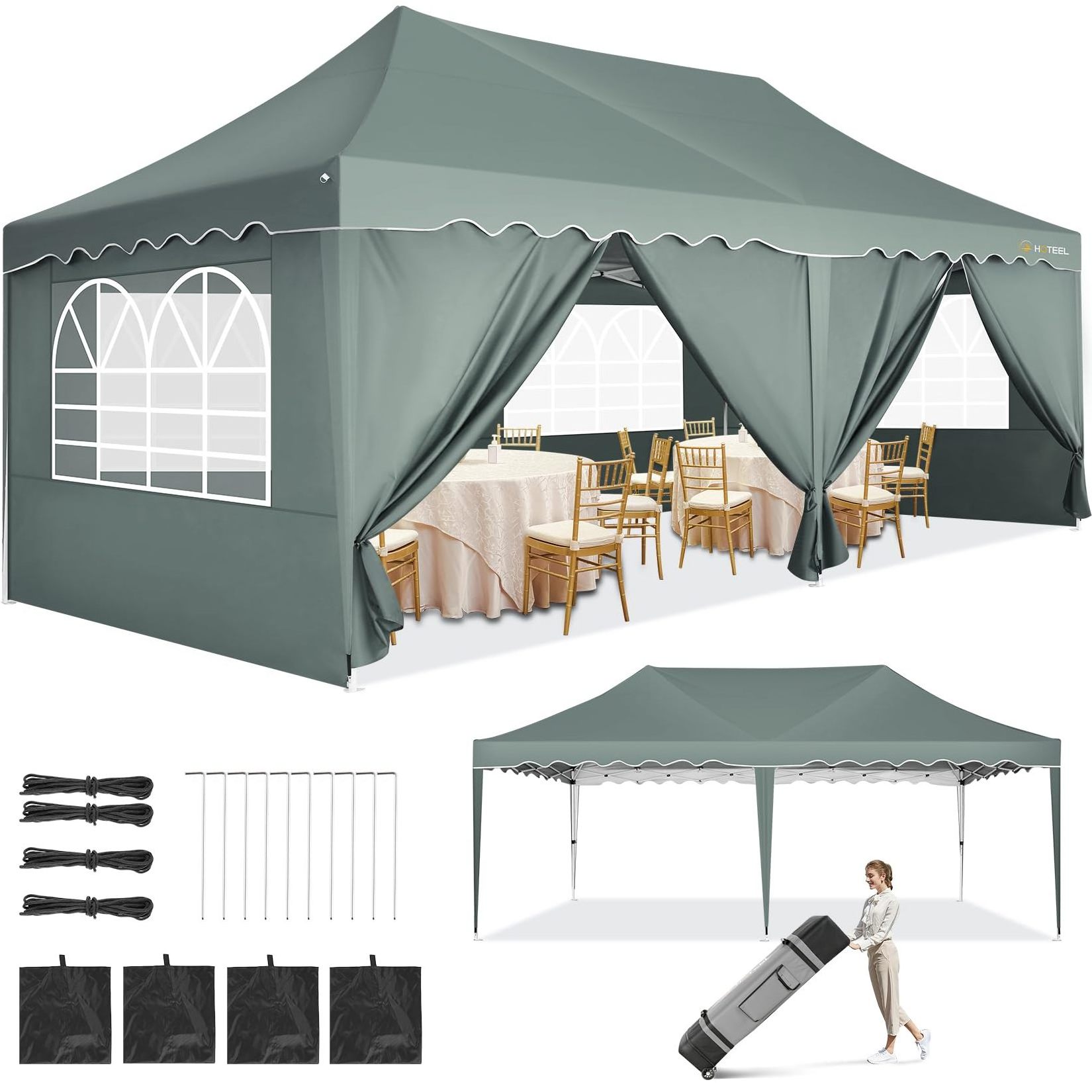 3x4.5m Folding Tent Top Canopy Replacement Cover Patio Awning Waterproof Rainproof Anti UV Outdoor Sunshade Tents