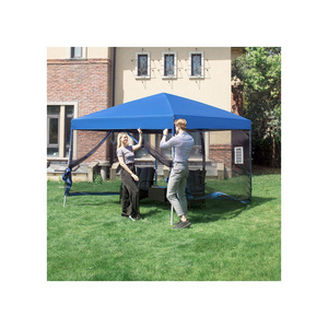 Heavy Duty Pop Up Gazebo 10' x 10' Patio Gazebo Canopy Tent Parking Tent With Mosquito  Zipper Net