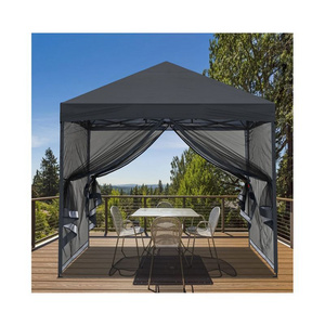 Outdoor 10x10 Ft Patio Gazebo Steel Frame Canopy Tent Shape Decor Gazebo Parking Tent with Adjustable Netting for Garden Backyar