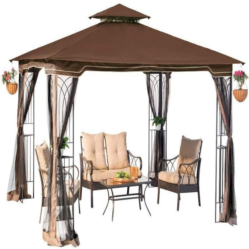 Outdoor Holiday Villa Garden Gazebo Canopy Straw Pavilion All Weather Garden Leisure BBQ Yard Gazebo