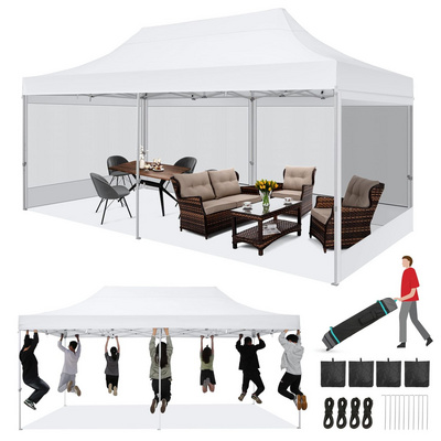 10x20 Folding Canopy Tent Waterproof Pop up Gazebo Tent Outdoor Windproof Exhibit Canopy Travel Promotion Canopy Trade Show Tent