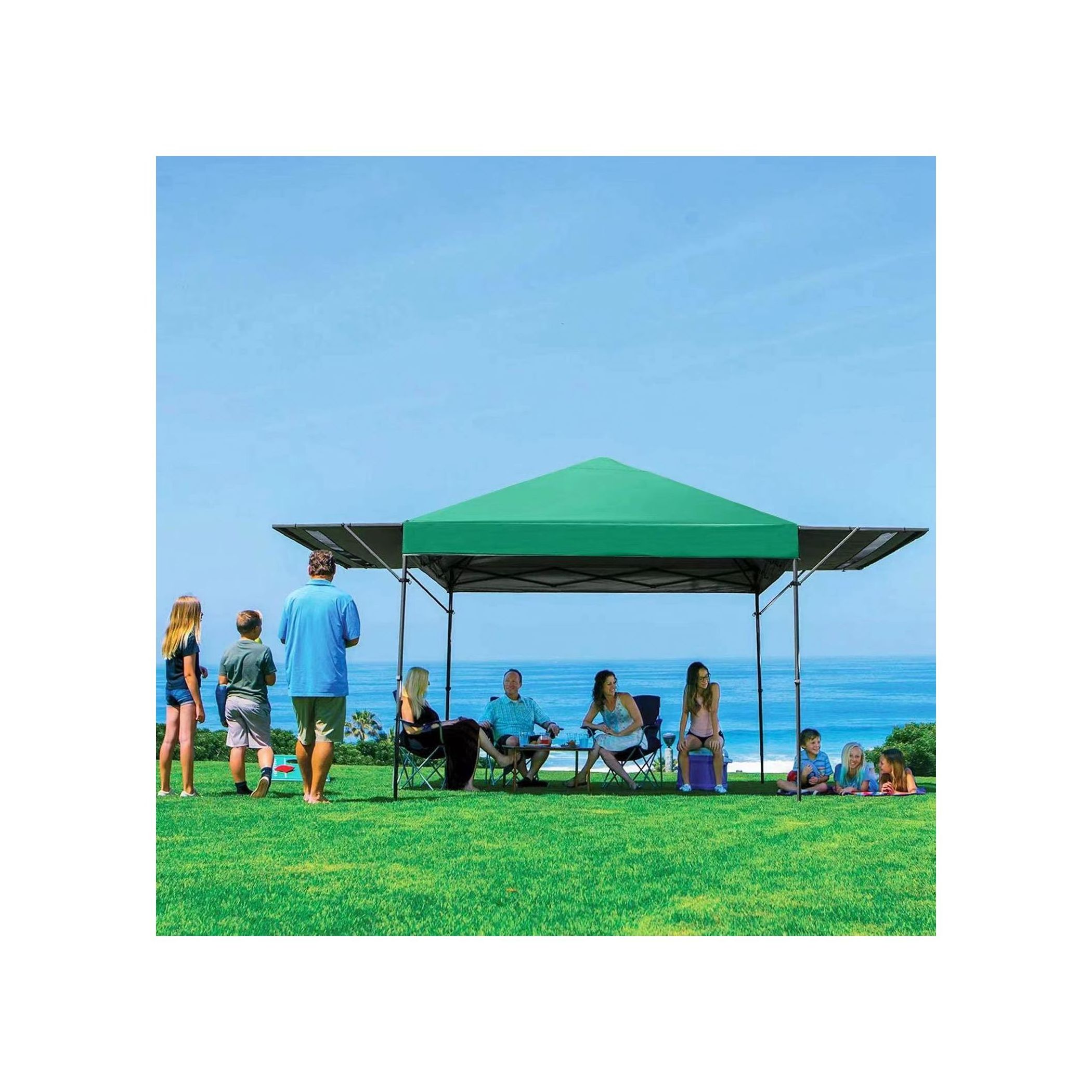 10' x 17' Portable Canopy Outdoor Camping Tent Express Khemah Night Market Ramadan Tent With Side Canopy