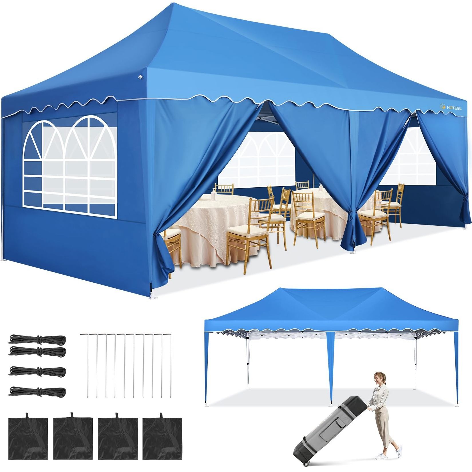 3x4.5m Folding Tent Top Canopy Replacement Cover Patio Awning Waterproof Rainproof Anti UV Outdoor Sunshade Tents