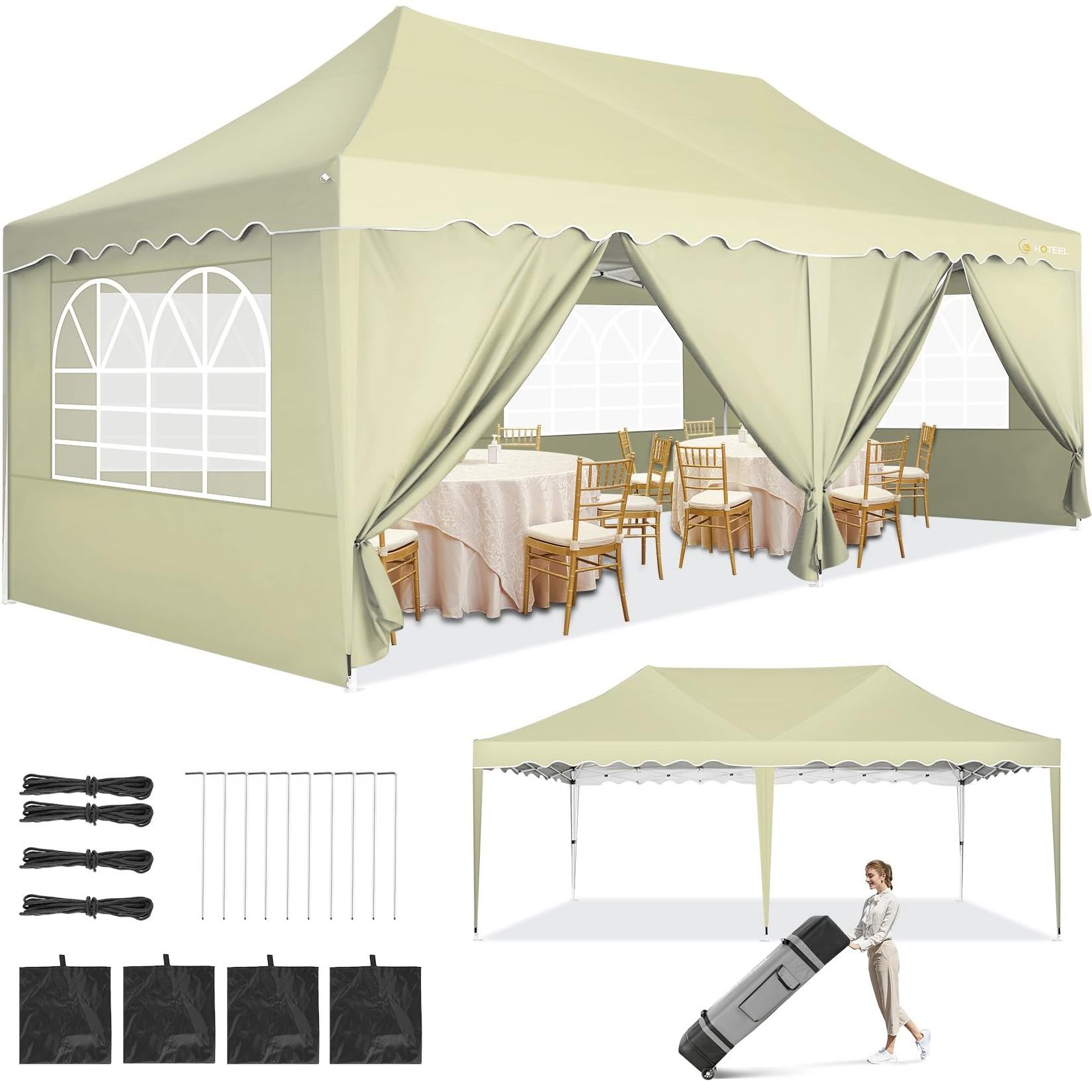 3x4.5m Folding Tent Top Canopy Replacement Cover Patio Awning Waterproof Rainproof Anti UV Outdoor Sunshade Tents