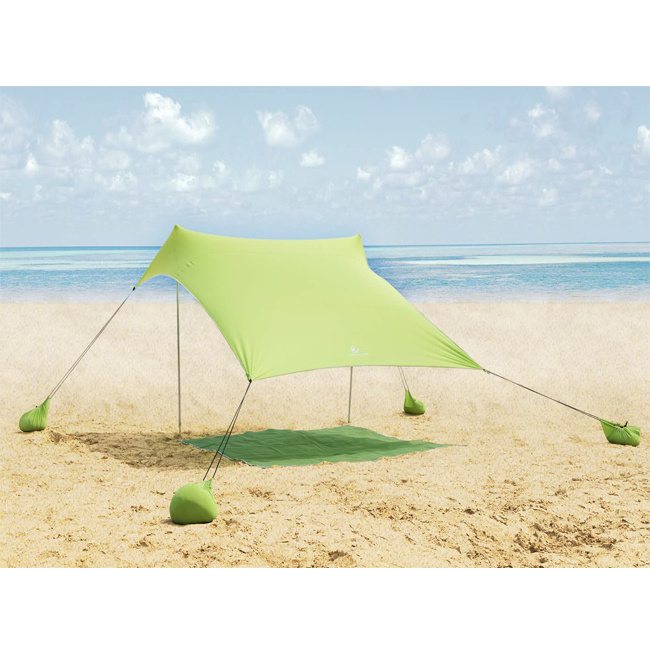 Family Beach Sunshade 2M*2.1M Large Area Lightweight Sun Shade Tent With Sandbag UPF50+ UV Large Portable Beach Canopy