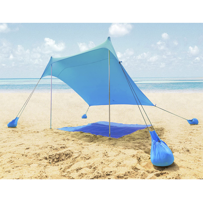 Family Beach Sunshade 2M*2.1M Large Area Lightweight Sun Shade Tent With Sandbag UPF50+ UV Large Portable Beach Canopy