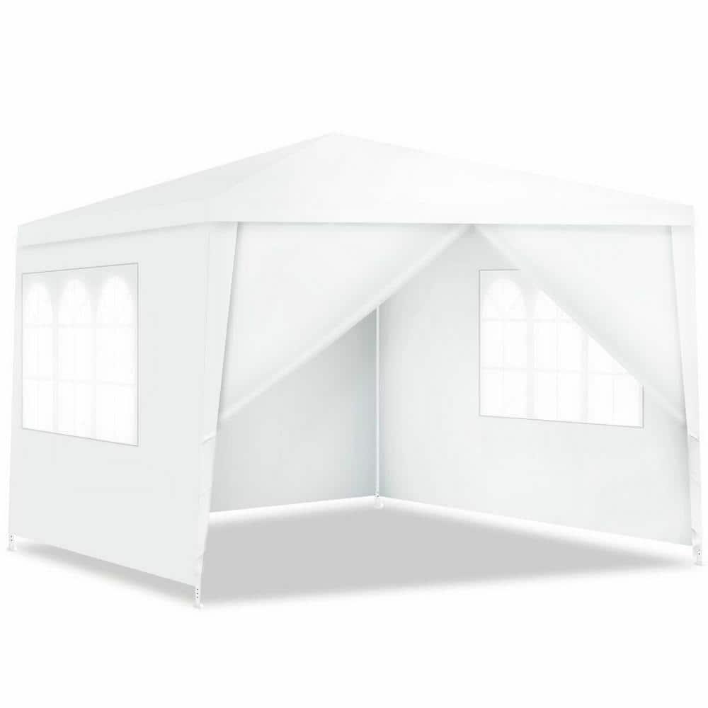 3x3M Outdoor Carport Canopy Outdoor BBQ Gazebo Tent Wedding Party White Tent With Removable Protective Sidewalls