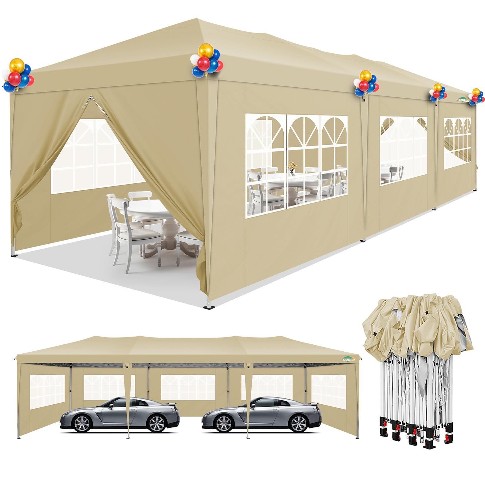 3X6m Outdoor Shelter Shade Canopy Pop up Instant Gazebo Tent Car Roof Top Trade Show Tent with Mosquito Netting