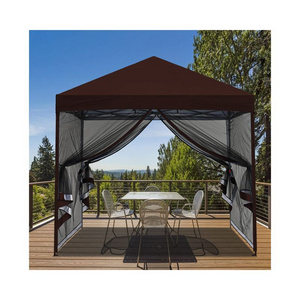 4 Sided Pop Up Gazebo Tent Easy Setup Center Push Pop Up Gazebo Outdoor Instant Tent with Mosquito Netting