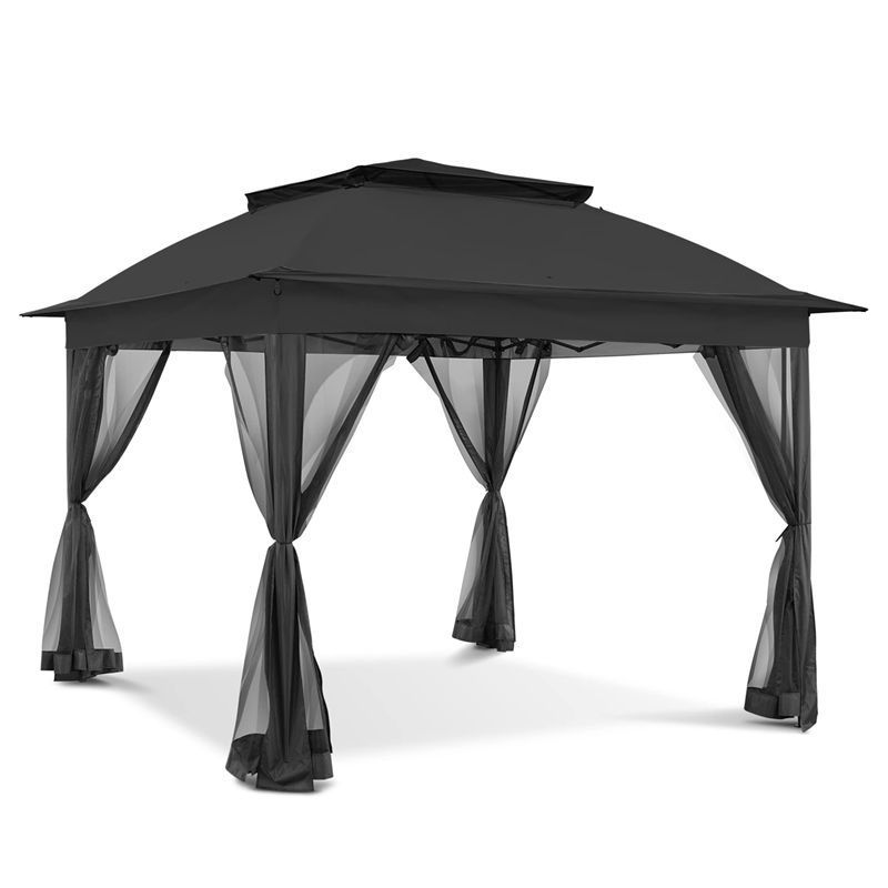 Outdoor Tent Pergola Aluminum Folding Gazebo Waterproof Soft Top Metal Frame Gazebo Outdoor Pop up Gazebo with Net Walls