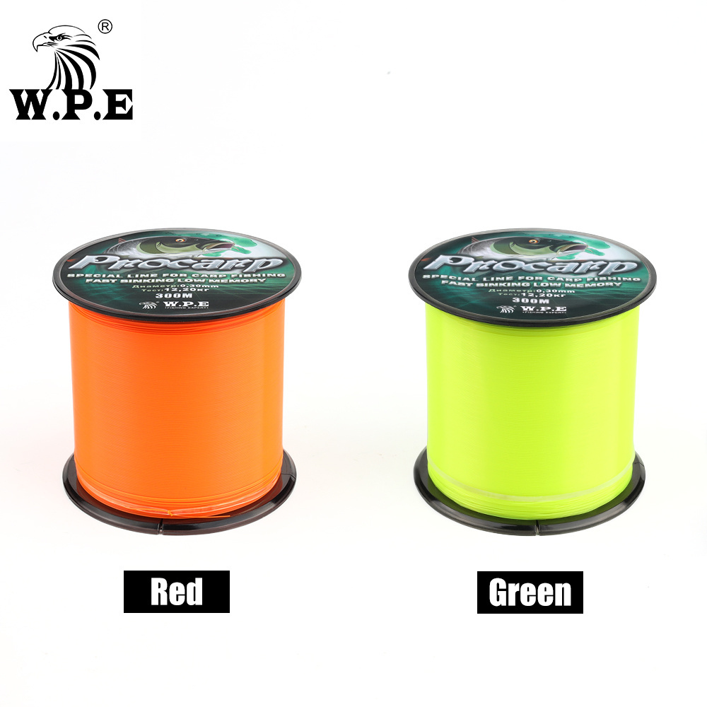 W.P.E 300m Carp Fishing Line 0.25mm-0.40mm Nylon Fishing Line 8.46kg-18.9kg Monofilament Sinking Carp Fishing Wire Fish Tackle