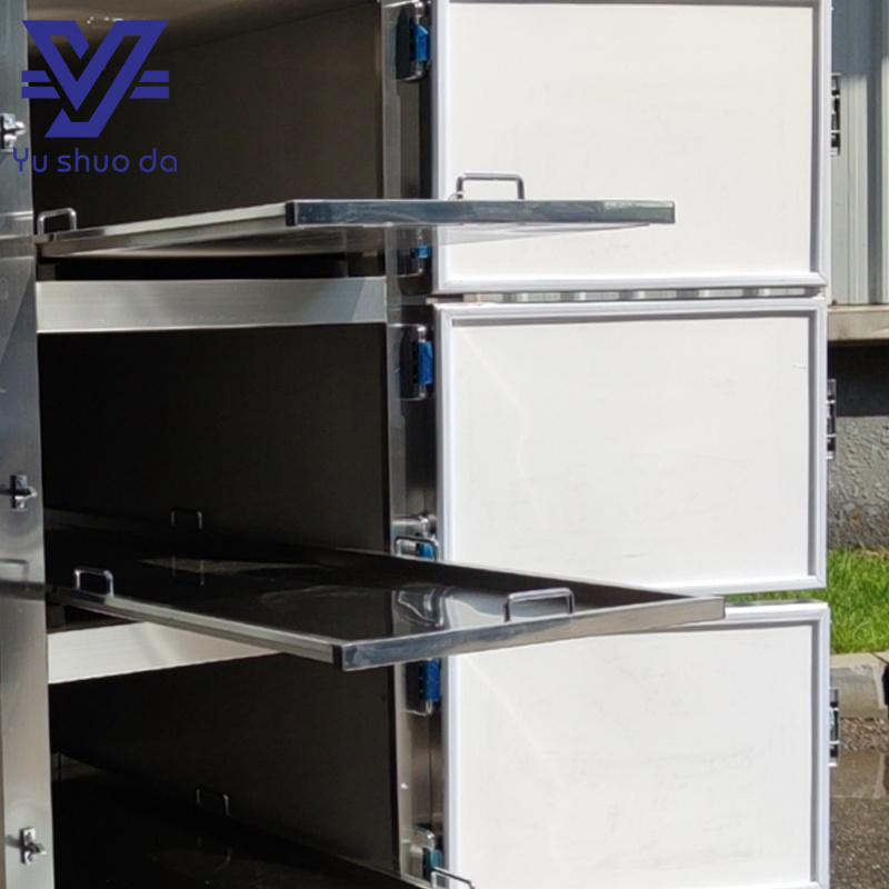 Adjustable temperature cadaver morgue freezer and fridge with 9 doors