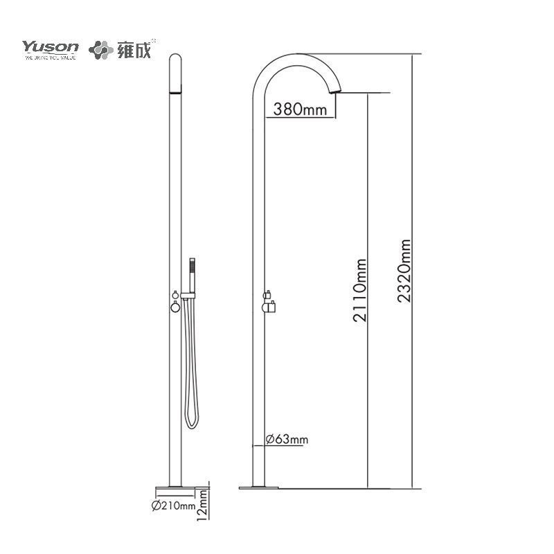 YUSON YS78666 Wholesale High Quality rustproof stainless steel 304 outdoor shower outdoor pool shower garden shower for swimming