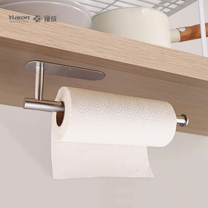 YUSON A18602 Paper Towel Holders Paper Towels Rolls Self-Adhesive Under Cabinet Stainless Steel Paper Towel Holder for Kitchen