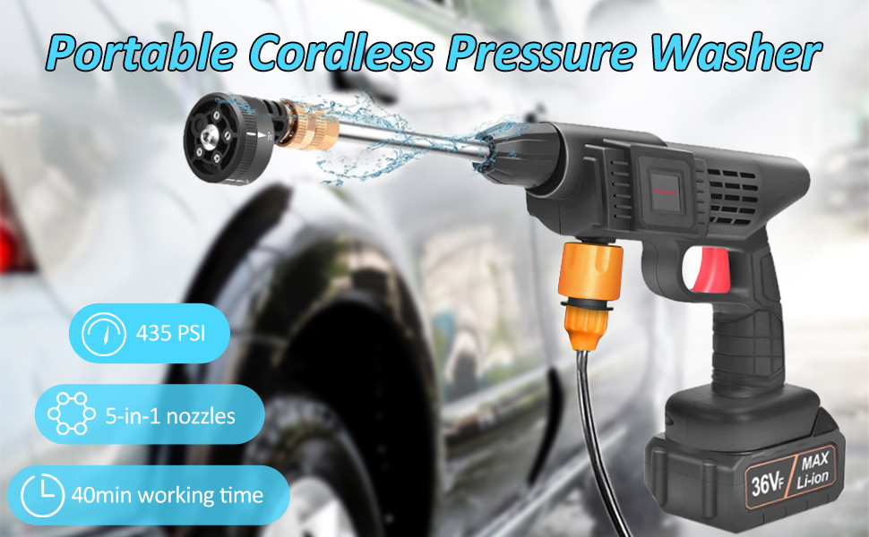 Car Washing Machine Water Spray Gun Wireless Lithium Battery Portable High Pressure Car Washer