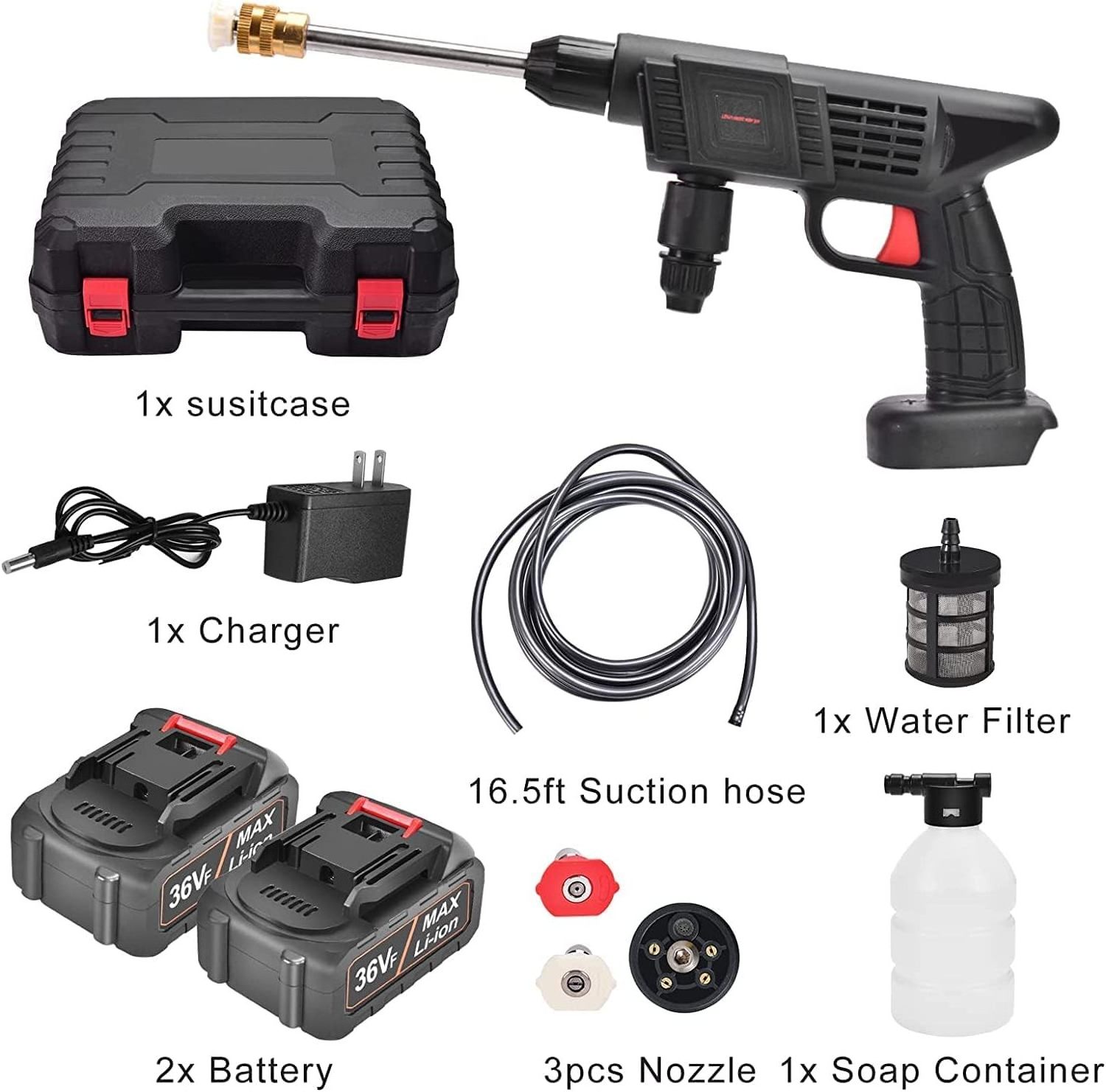 Car Washing Machine Water Spray Gun Wireless Lithium Battery Portable High Pressure Car Washer