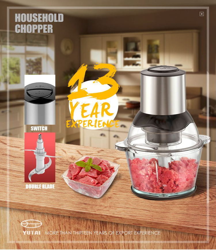 Home Kitchen Food Grinders Cheap Stainless Steel Small Best onion vegetable Meat Chopper Automatic 1.8L Electric Meat Grinder