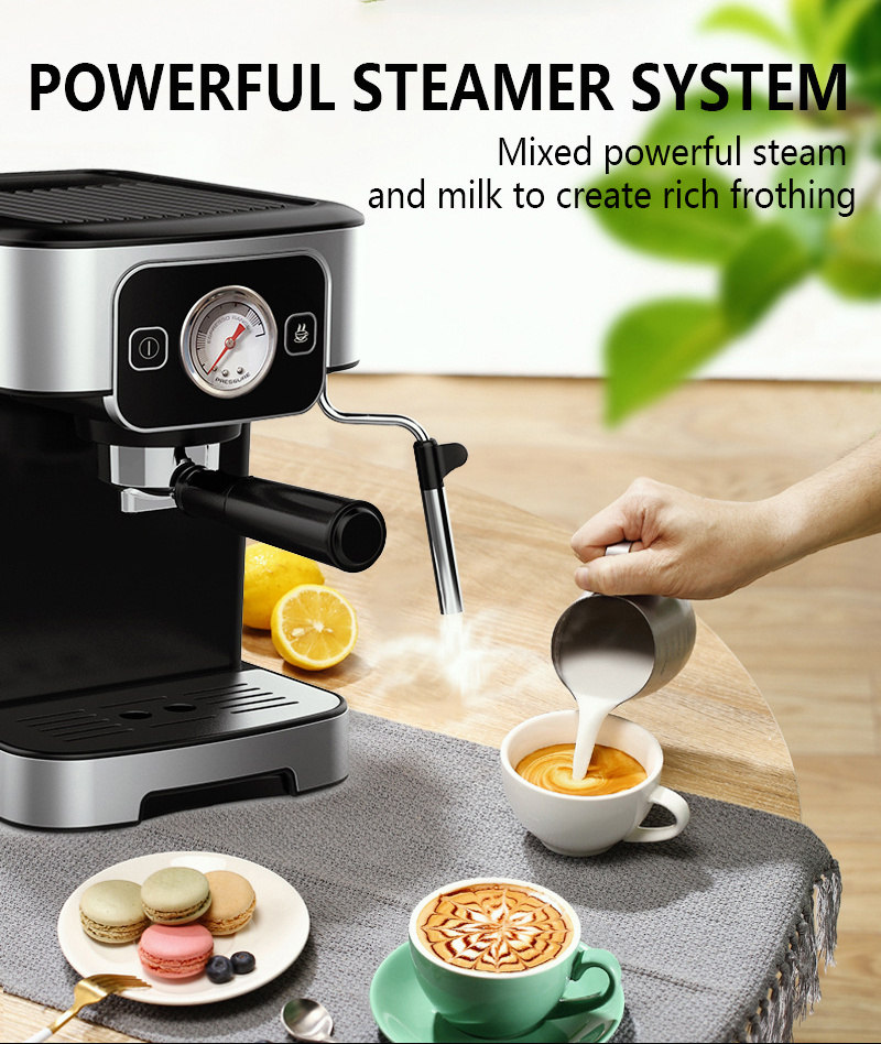 home Commercial cafetera Semi-Automatic Expresso Italian Milk Frother Cappuccino Cafe Espresso Coffee Machine With Factory Price