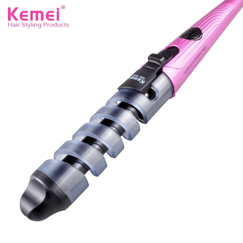 Kemei KM1026 Electric Hair straightener 10 220V Tool Hair Curler Roller 50W Pro Spiral Curling Iron Wand Curl Styler