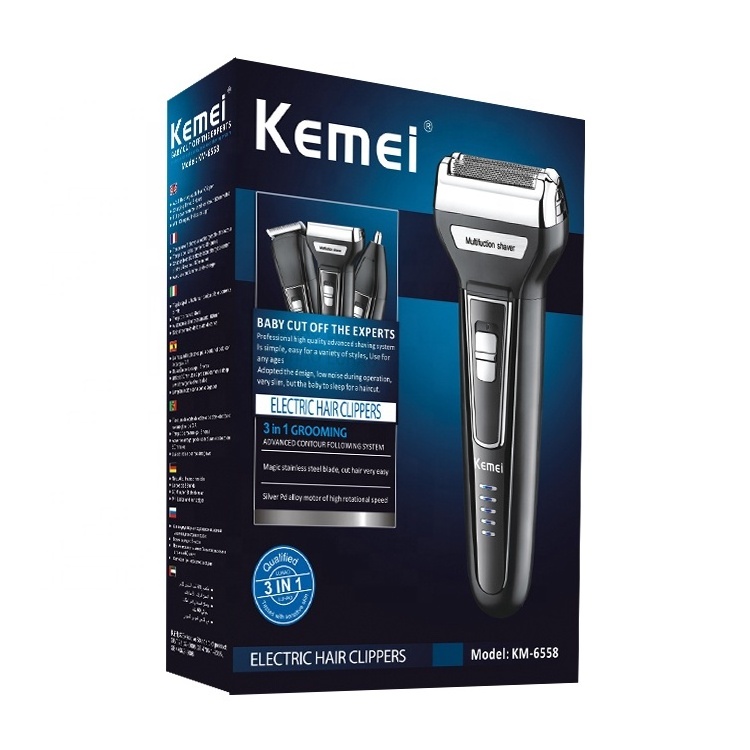 KEMEI 6558 Multifunctional Waterproof 3 In 1 Cutter Head Km 6558 Usb Men Shaver Electric  Kemei Electric Shaver