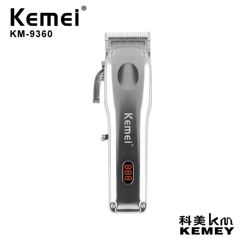 Electric Clipper Aluminum Alloy Hair Clipper Kemei KM-9360 In-Line High Power Mute Hair Clipper With LCD Display