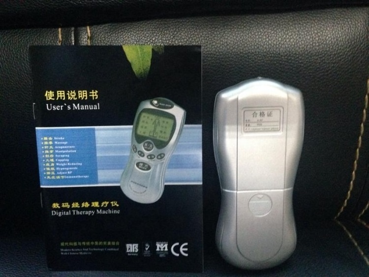 Electric Massager Slimming Tens Acupuncture Digital Therapy Machine Plastics OEM English Massage Relaxation LCD Blue Color