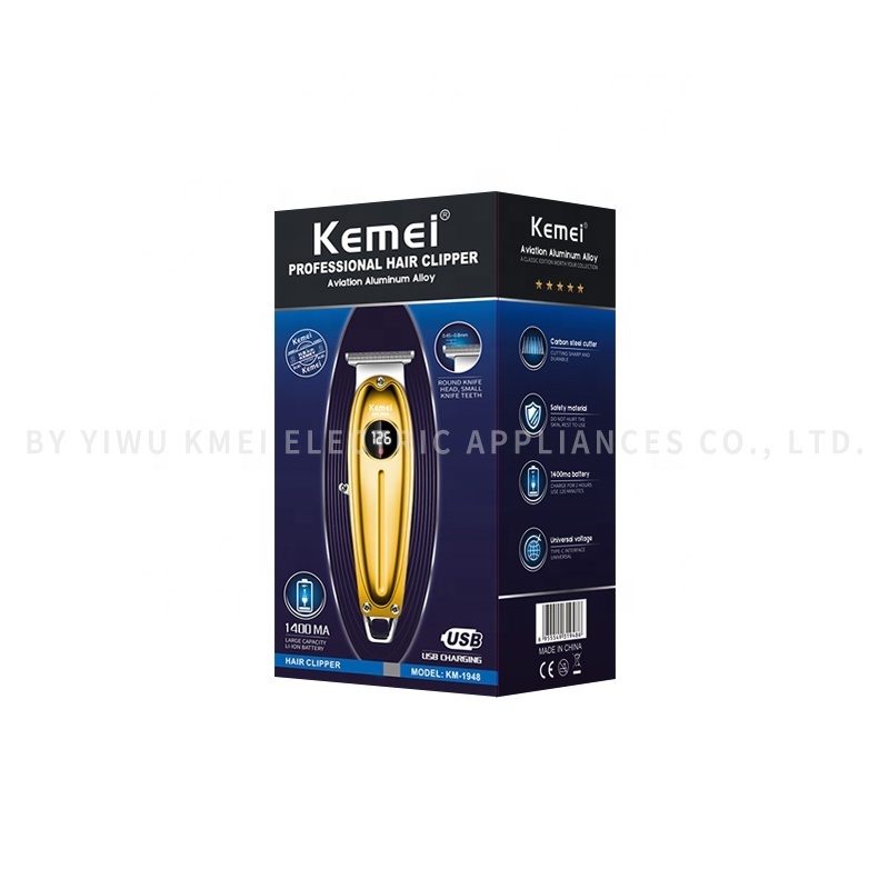 KEMEI 1948 gold KM Golden LED Display Metal Hair Clipper USB Charging Electric Men Hair Clipper