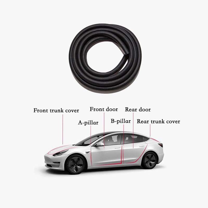 Hot Deals For Tesla Model 3 & Y Door Seal Kit Soundproof Rubber Weather Draft Seal Strip Wind Noise Reduction Kit 2017-2022