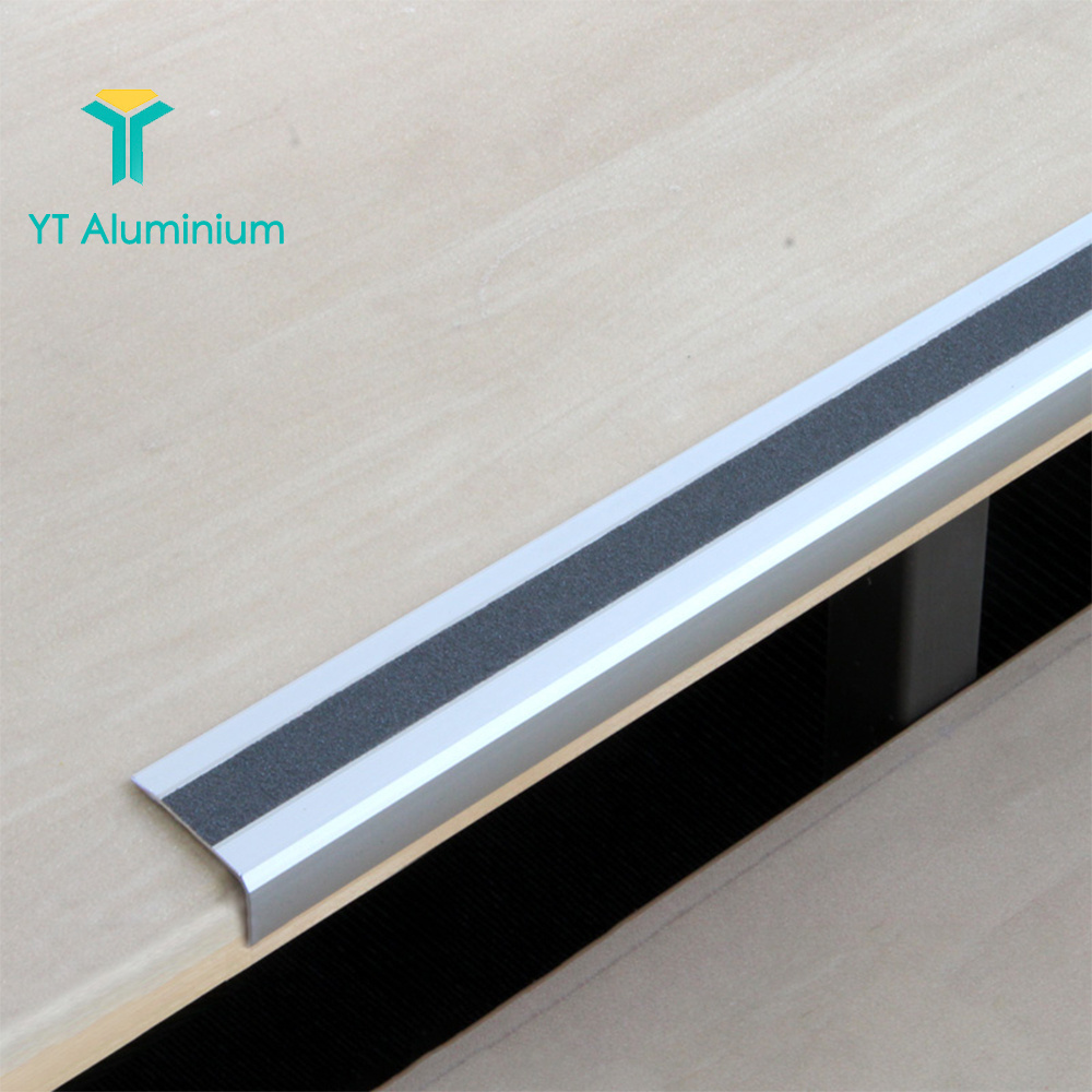 Aluminium Floor Threshold Flat Stair Nosing Wood Grain Floor Transition To Stair Strip Transition Profiles