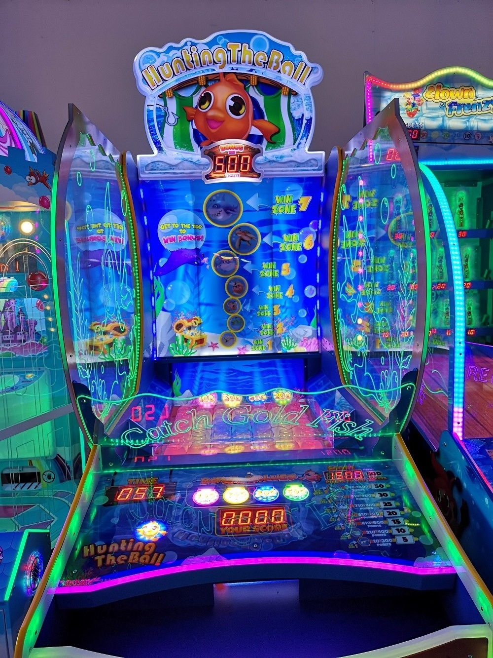 Hot selling Coin Operated Catch Gold Fish Hunting Ball Ticket Prize Arcade Redemption Lottery Game Machine For Sale