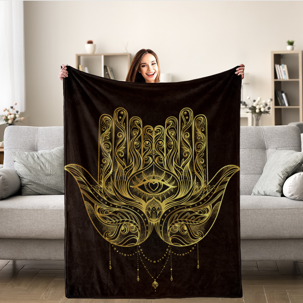 Popular Arabic And Jewish Amulet Flannel Blanket Printing Luxury Microfiber Polyester Supper Soft Brushed Soft Fleece Blanket